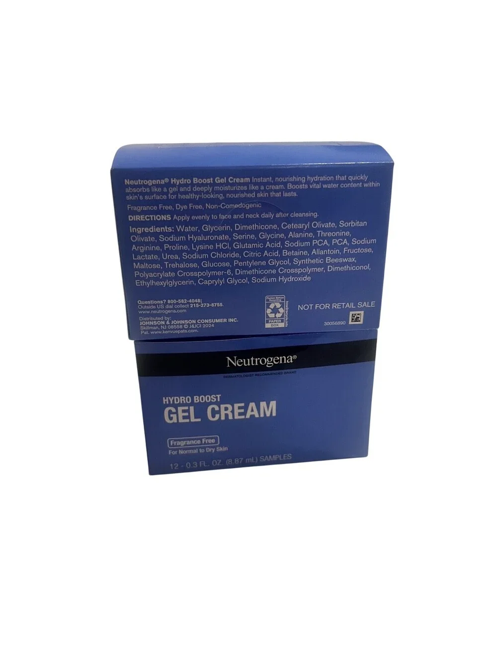 Neutrogena Hydro Boost Gel Cream Fragrance Free 24pk Sample Travel Size 0.3oz ea